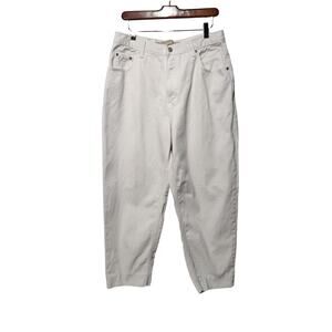 Vintage 90s Abercrombie Womens Sz 14 White Jeans Loose Baggy Fit High Rise Denim